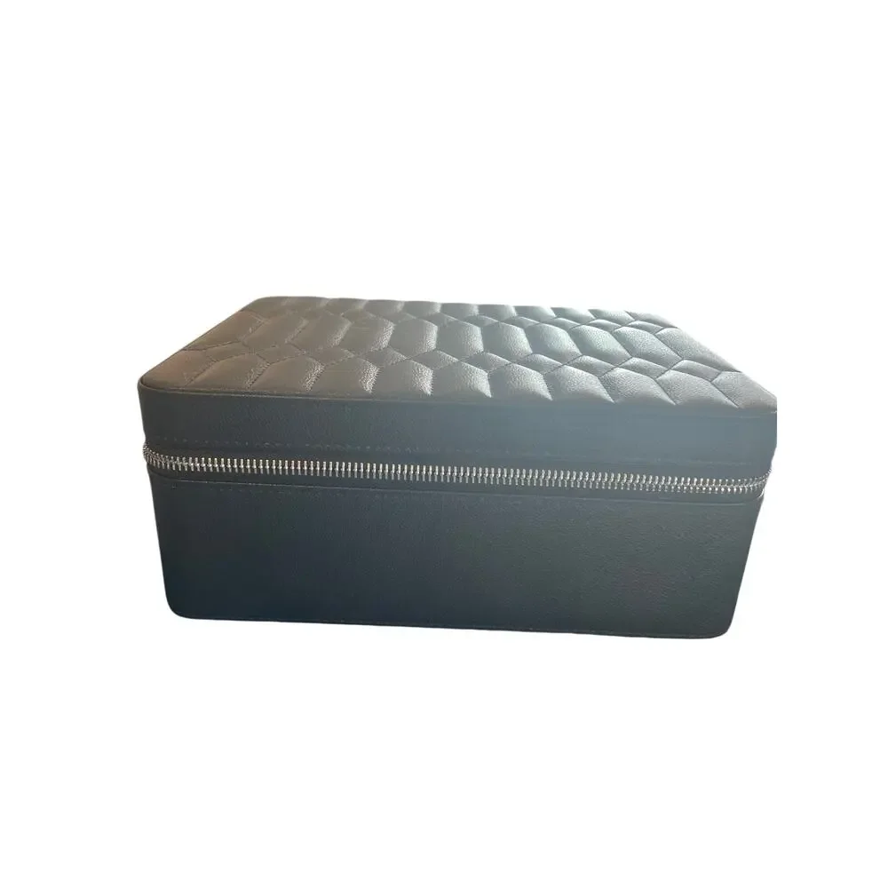 Quiet Luxury Black Quilted Jewelry Watch Travel Storage Case Organizer Elegant